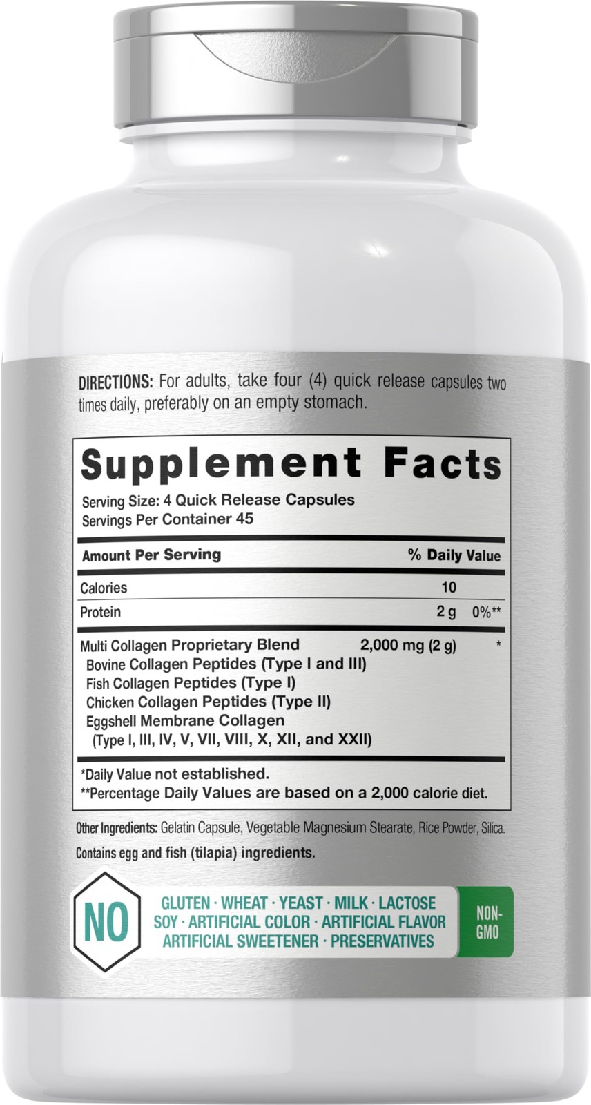 Horbäach Multi Collagen Protein 2000 mg | 180 Capsules 180 Count (Pack of 1)