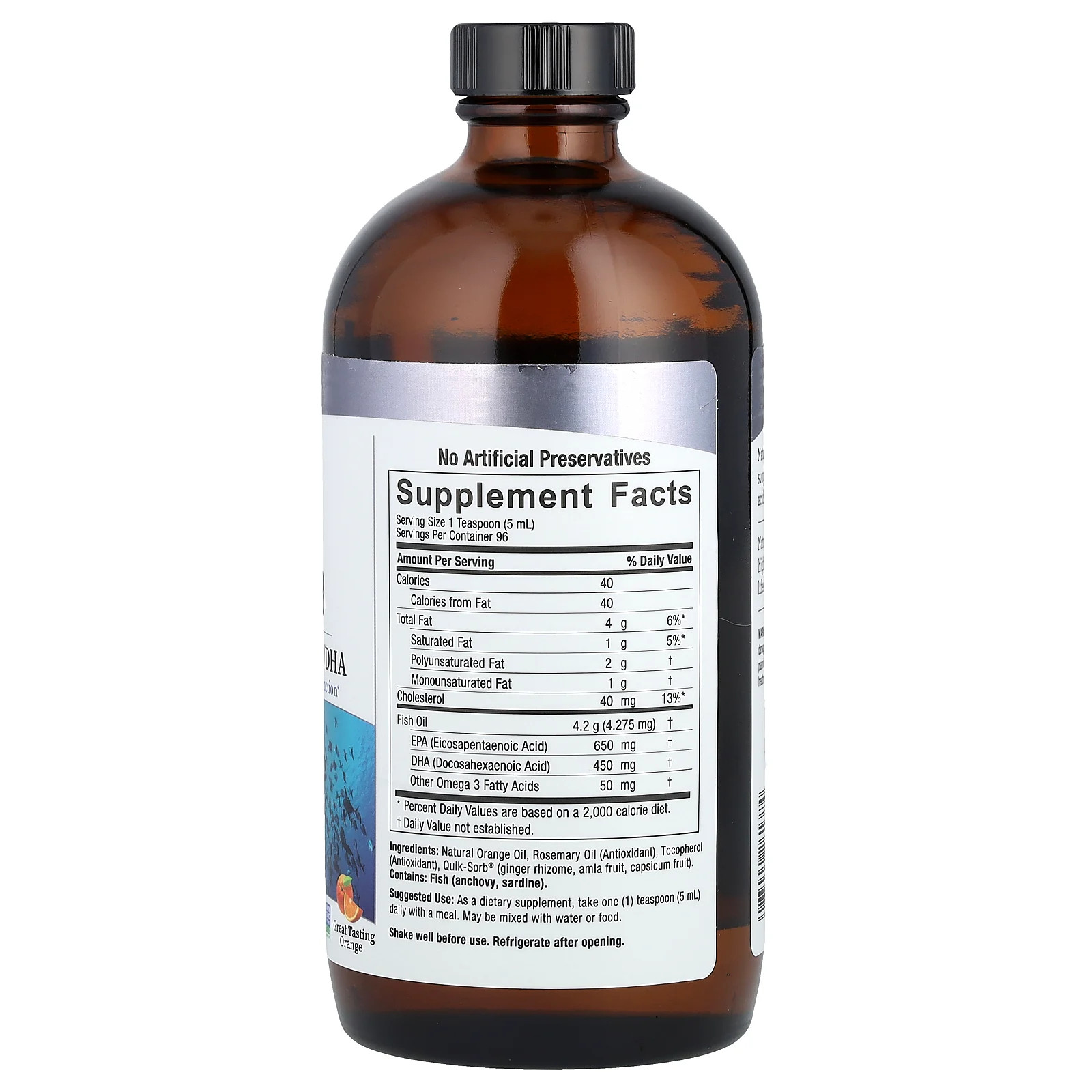 Liquid Omega-3, Deep Sea Fish Oil EPA/DHA, Orange, 16 fl oz (480 ml)