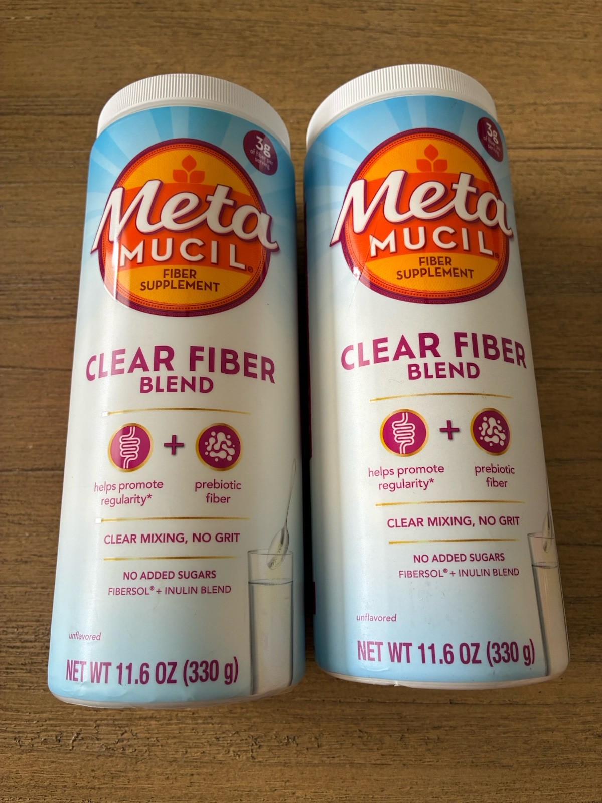 2 Metamucil Fiber Supplement Unflavored Clear Mixing Powder No Sugar Exp: 01-28