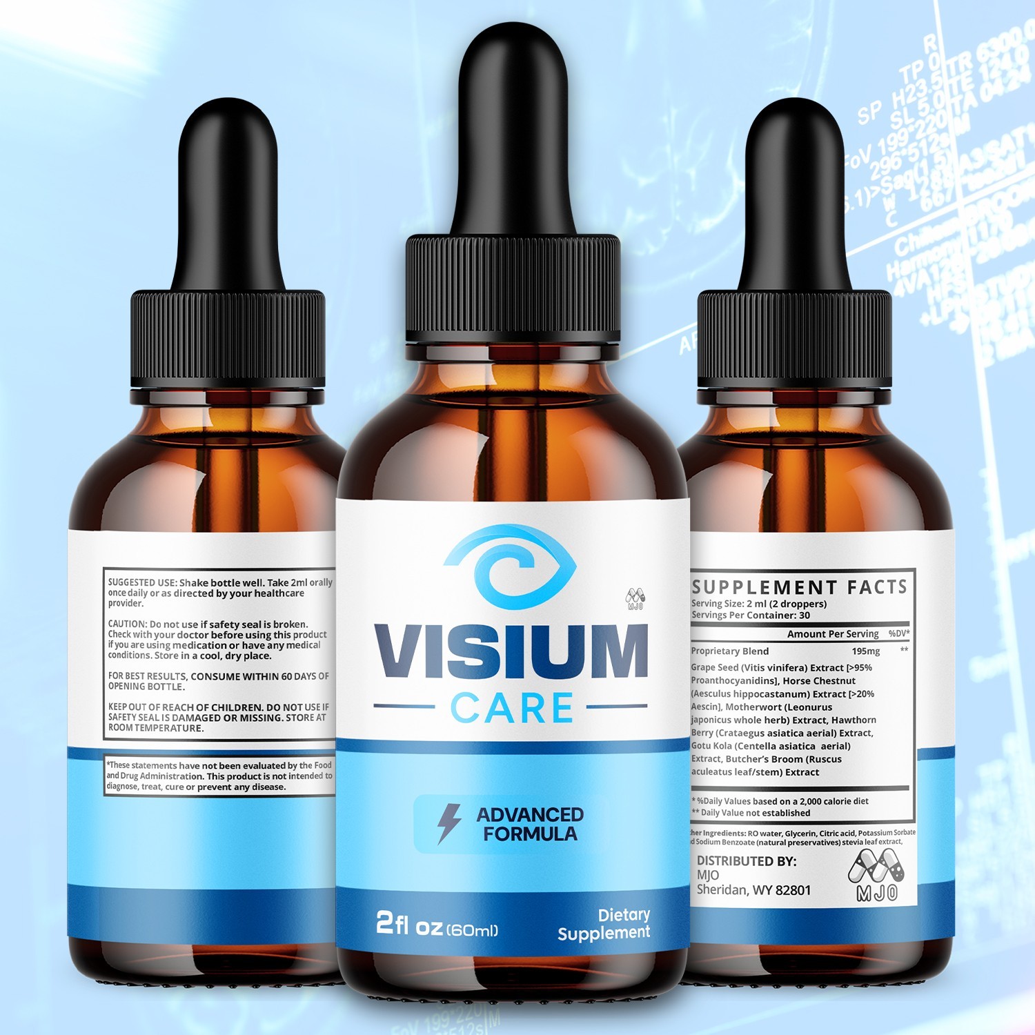(3 Pack) Visium Care Drops Advance Support for Healthy Eye Function 90 Servings