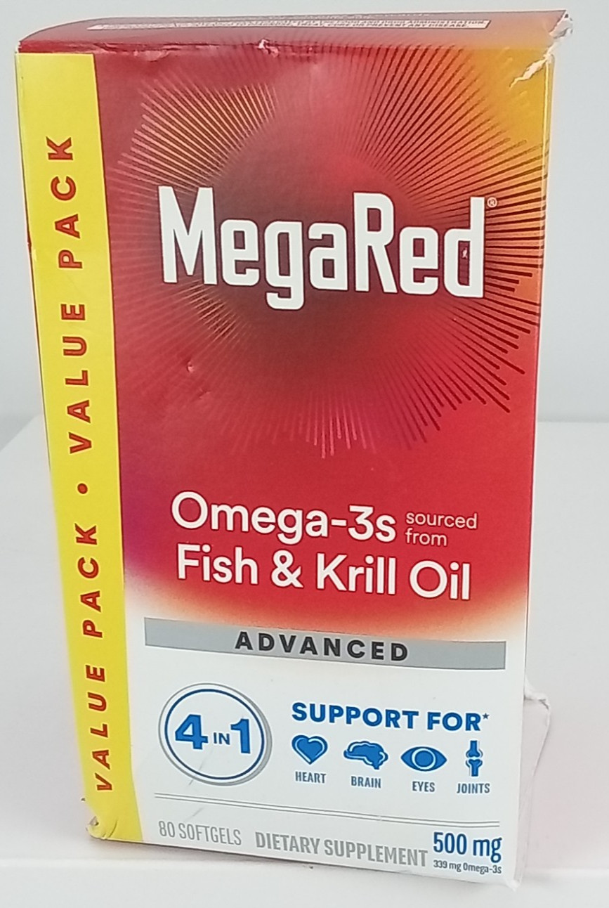Schiff MegaRed Advanced 4 in 1 Krill Oil 500mg 80 Softgels BB DATE 06/2027