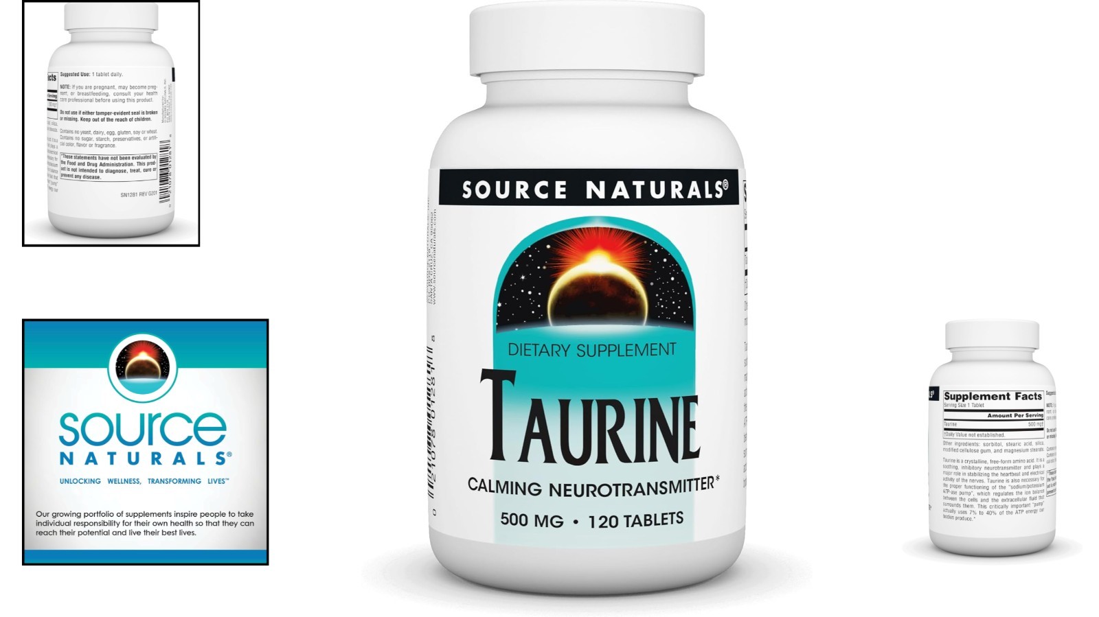 Natural Taurine Supplement – 500 mg Tablets for Energy Management, 120 Ct