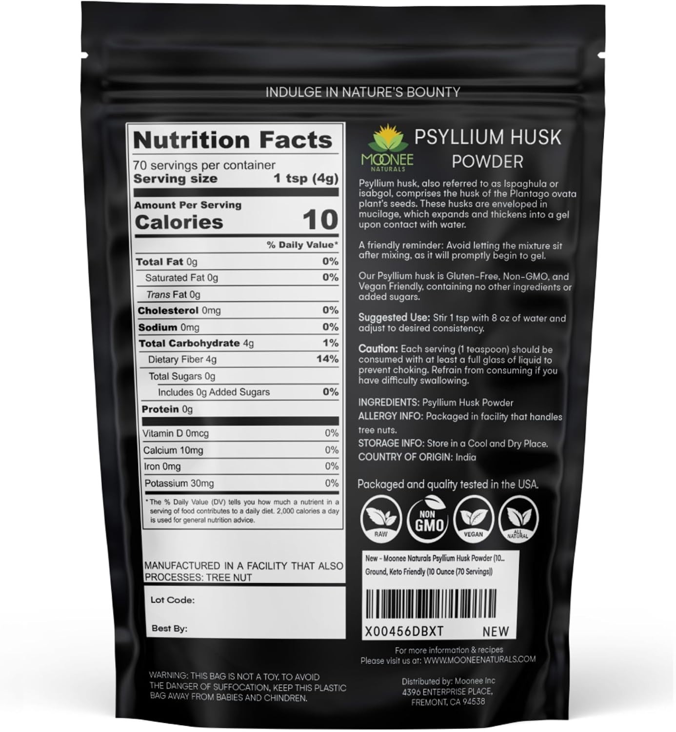 Finely Ground Psyllium Husk Powder 10 OZ – Natural Fiber for Weight Management