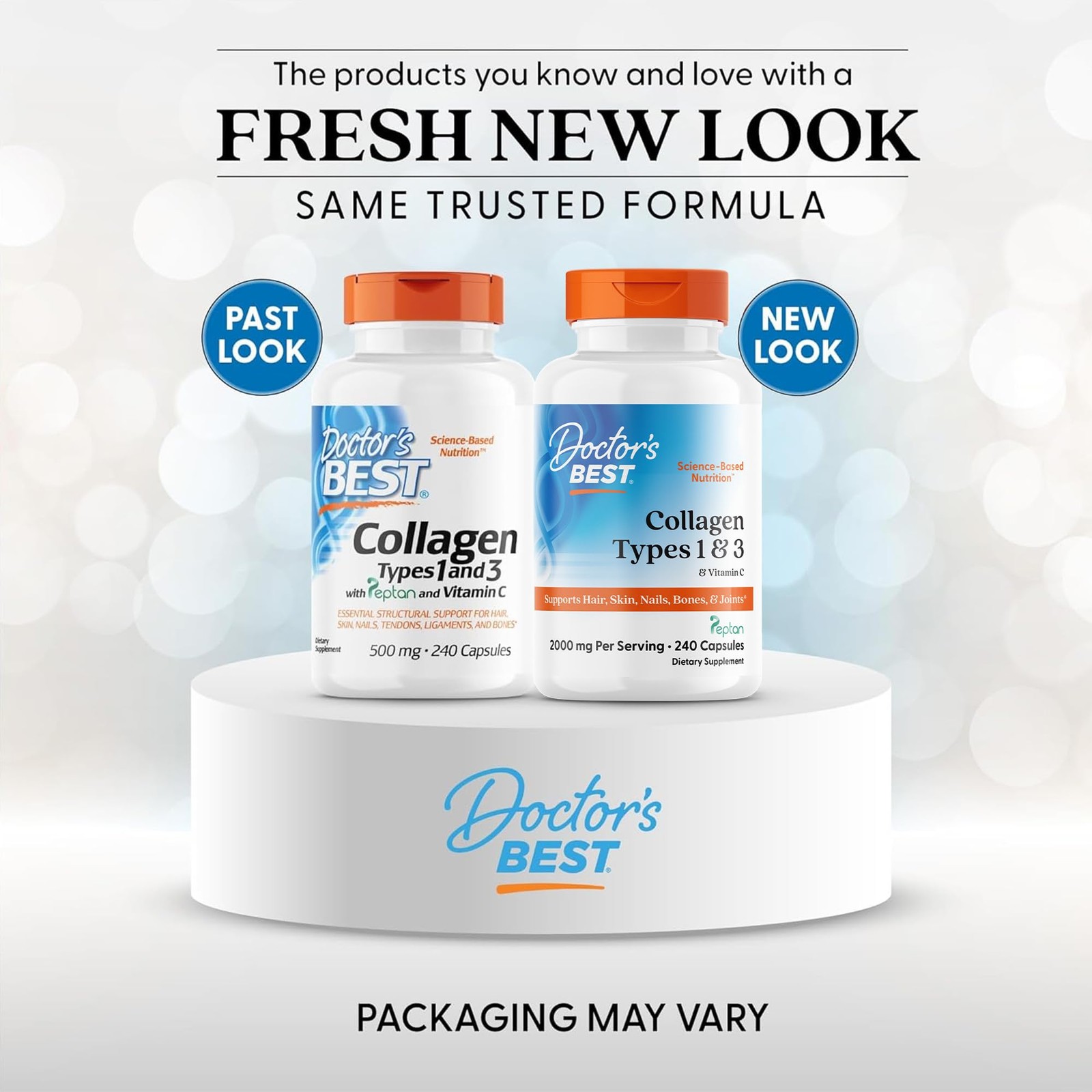 Doctor’s Best Collagen Peptides Types 1 & 3 – 240 Count (Pack of 1), No Color