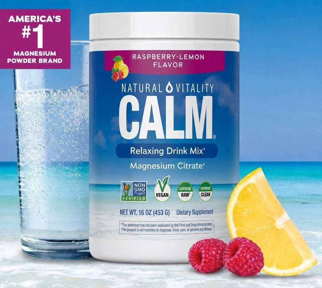 Natural Vitality CALM Magnesium Citrate Drink Mix Raspberry Lemon 16oz