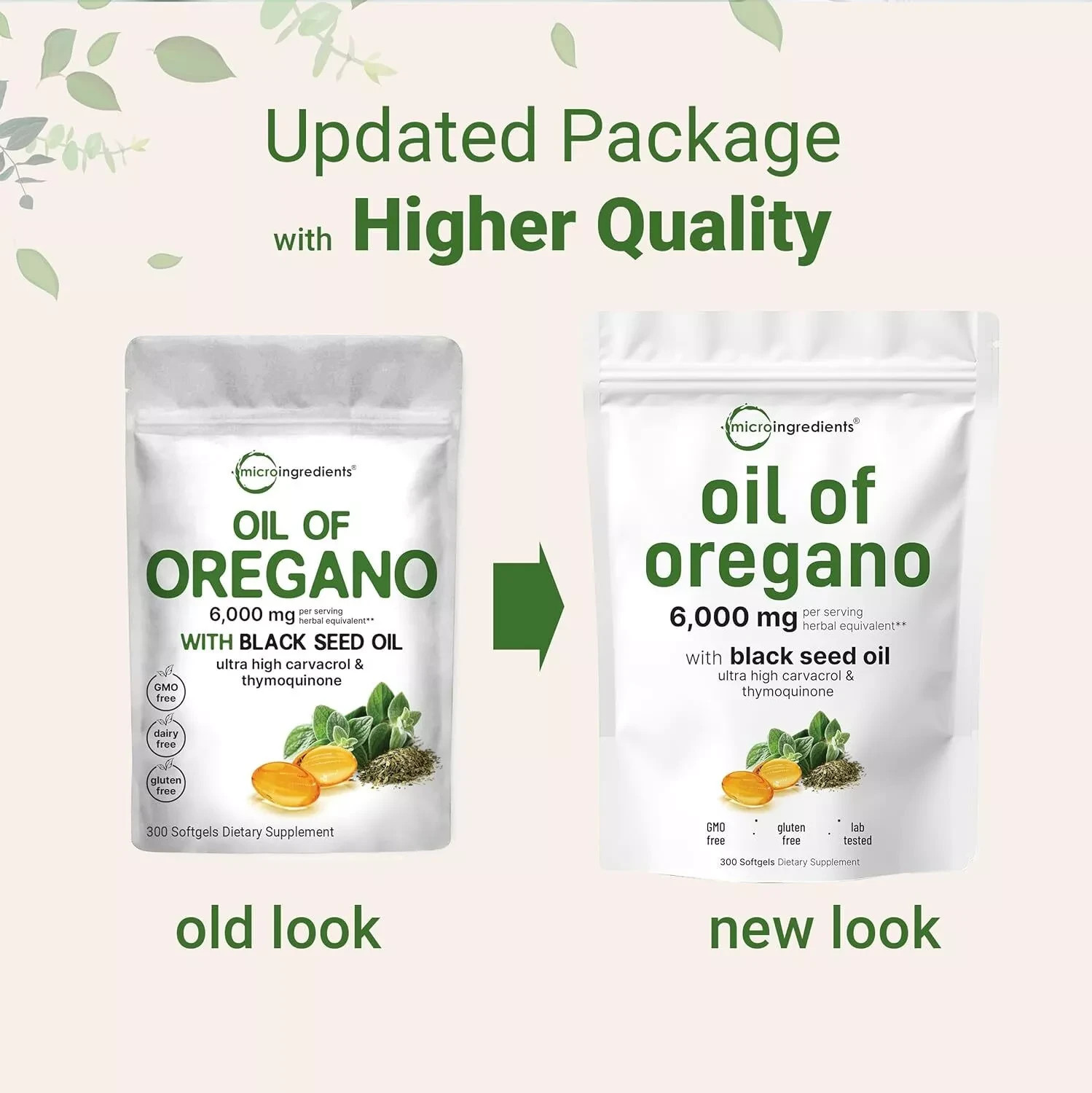 2 in 1 Oil of Oregano & Black Seed Softgels Count with Carvacrol,Immune Supports