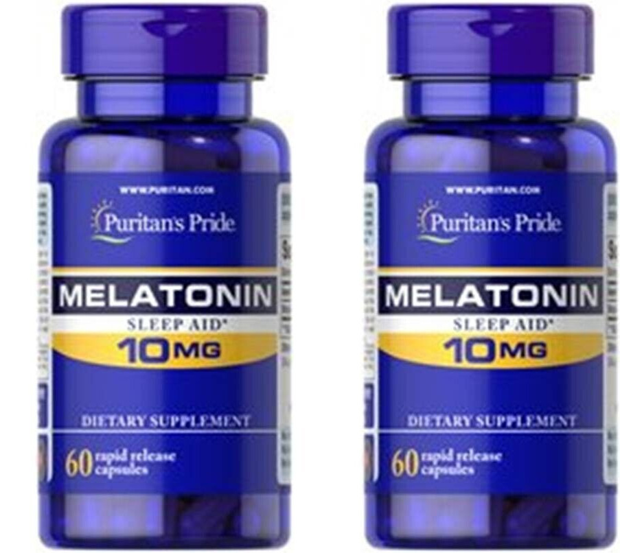 Melatonin 10 Mg 2 Bottles X 60 softgels= 120 rapid release capsules made in USA