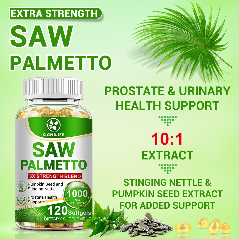 120 Softgels Saw Palmetto Extract 1000mg Prostate Supplement Urinary Men Health