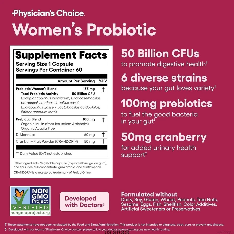 Physician’s Choice Women’s Probiotic | Organic Prebiotic 50 Billion CFU