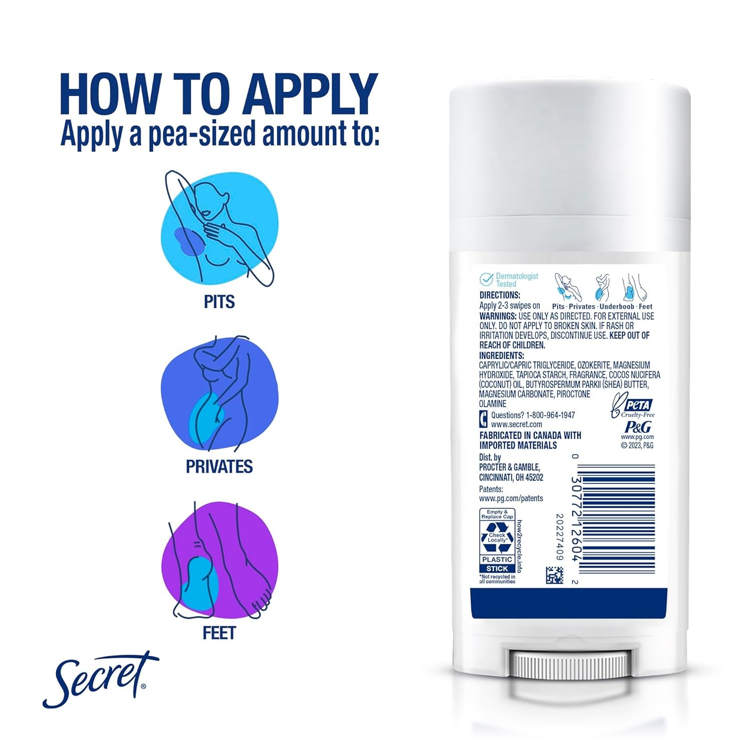 Secret Whole Body Deodorant Stick for Women, Naturally 2.4 Ounce (Pack of 1)