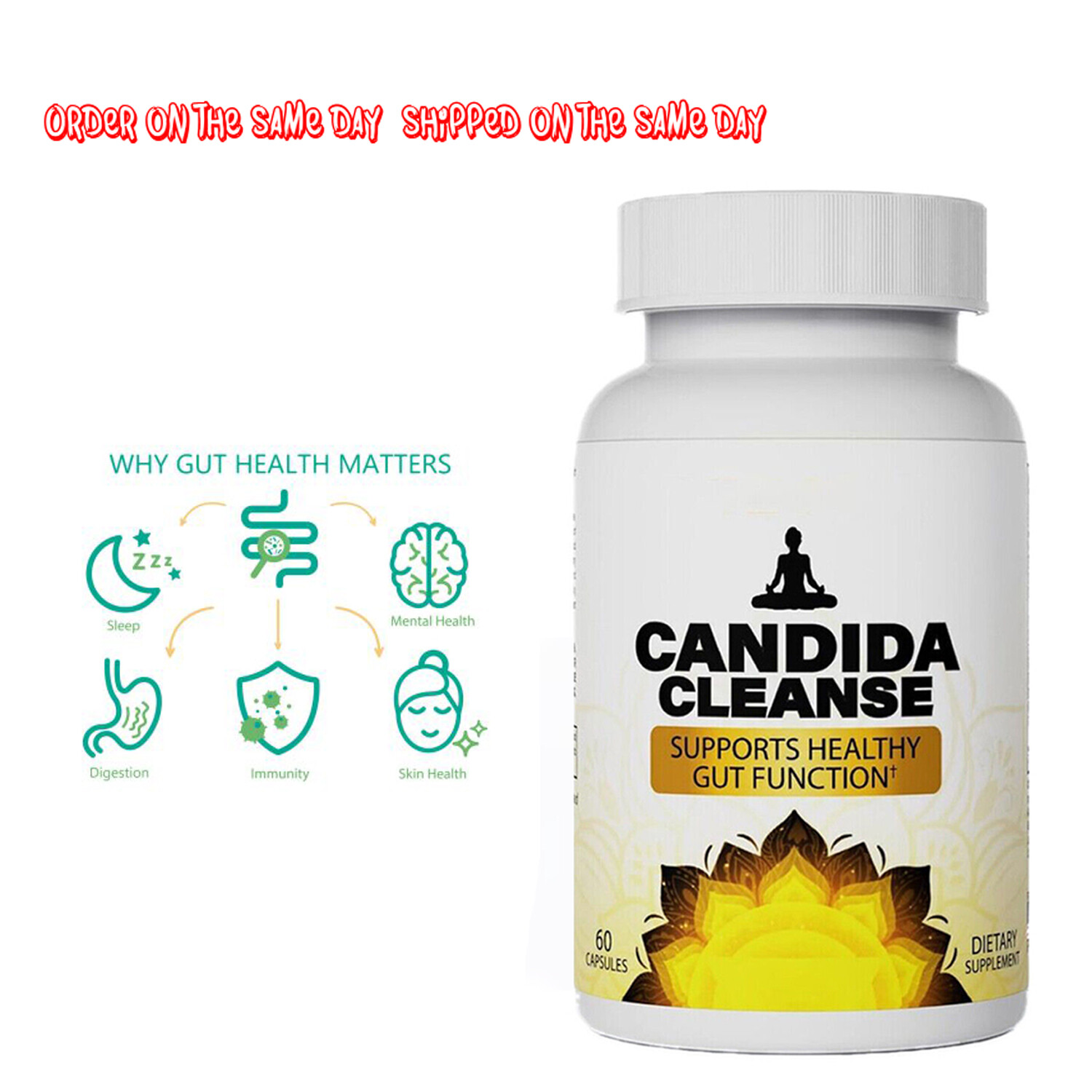 Cleanse Candida 60 softgels – Gut & Colon Support, Natural Herbs for Intestinal