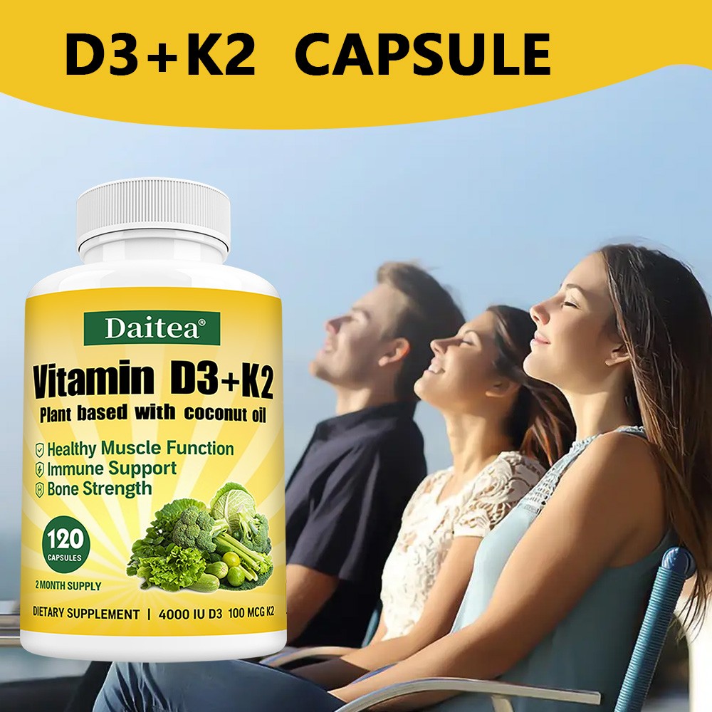 Vitamin D3+K2 Plant Based With Coconut Oil Bone Strength 30/60/120 Capsules