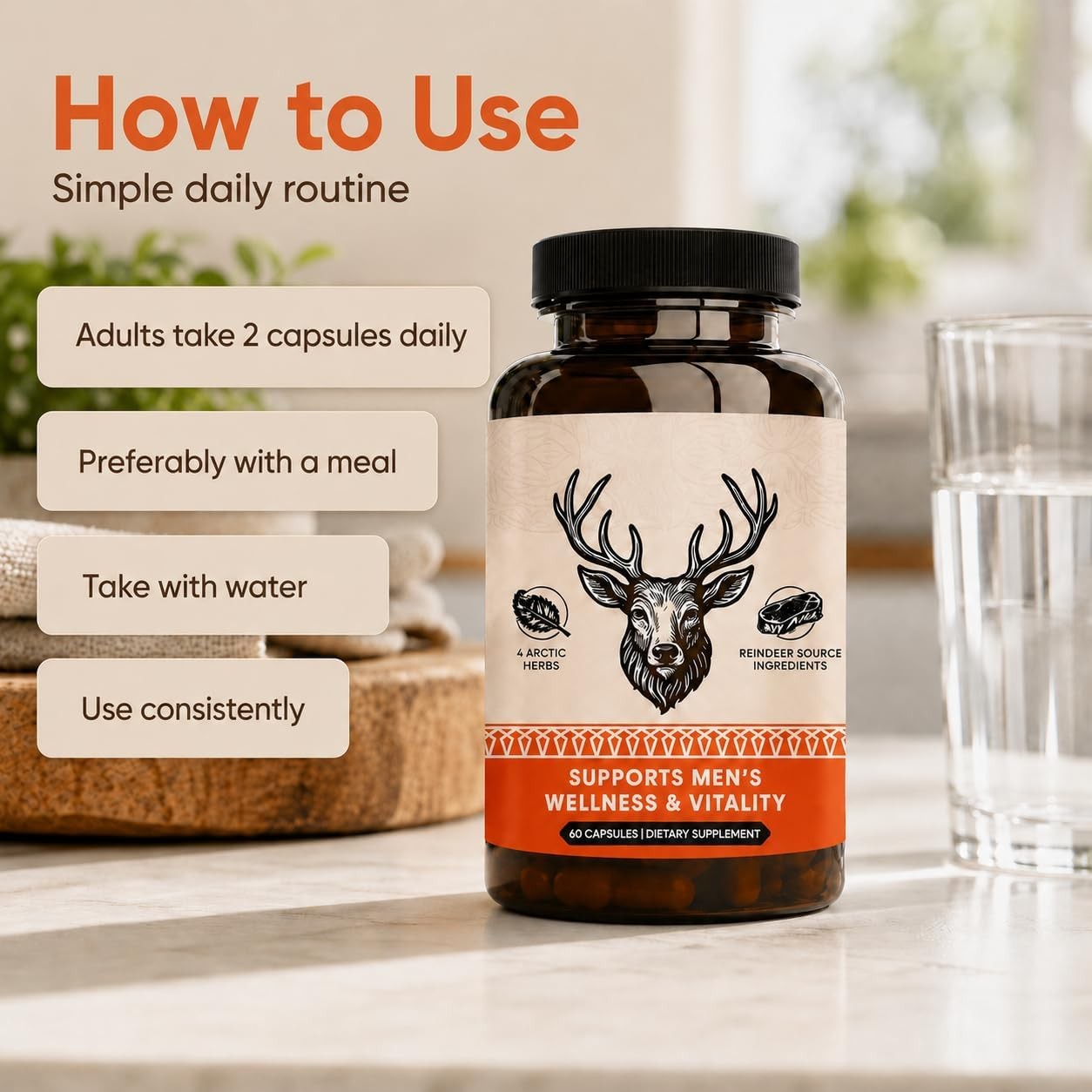 Primal Viking Men’S Overall Well-Being Supplement – Arctic Herbal & Caribou Extr