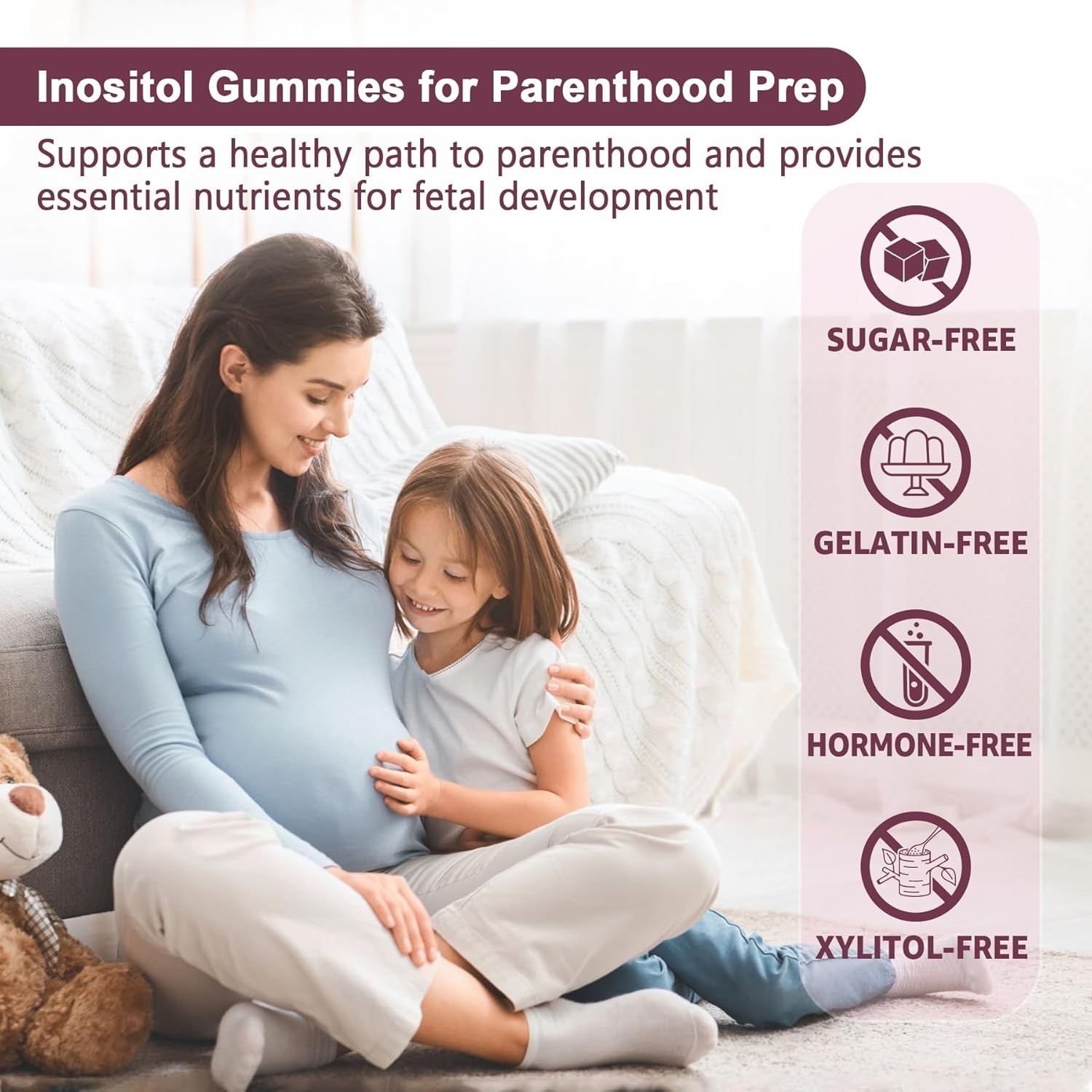 Myo-Inositol & D-Chiro Inositol Gummies for Women 2000Mg + 50Mg, 40:1 Ratio Inos