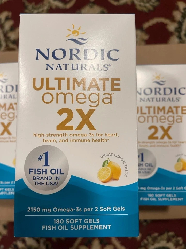 LOT 2 NordicNaturals Ultimate Omega 2X 180 Softgels,Lemon Flavour Exp 1/2027