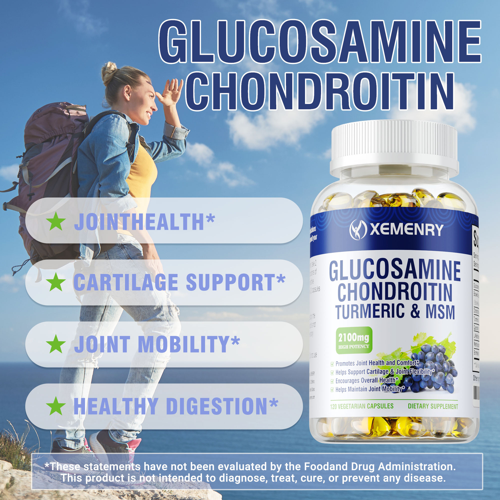 Glucosamine Chondroitin Turmeric & MSM 2100mg – Triple Strength Joint Support