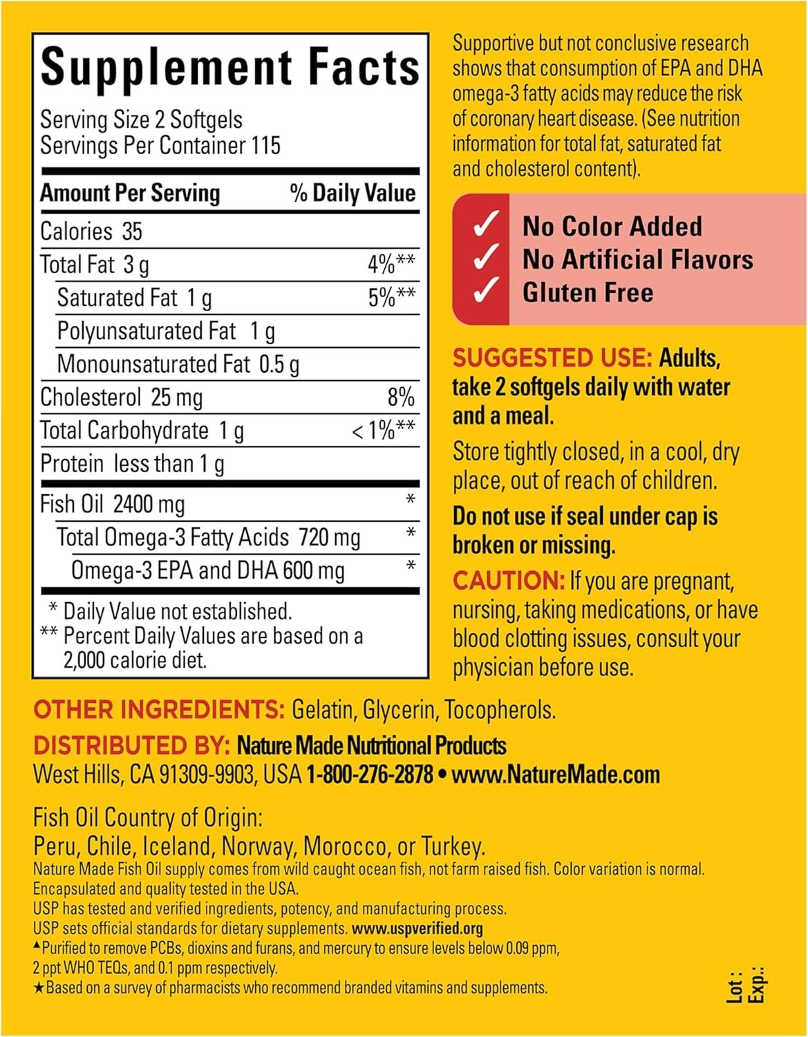 Nature Made Fish Oil Omega 3 Supplements, 1200 mg Softgels, Omega 3 Fish Oil for