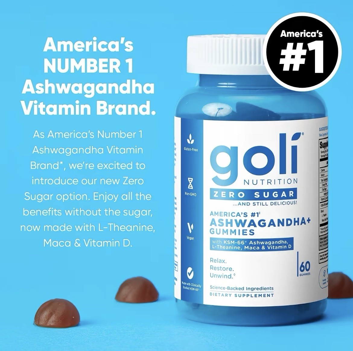 Goli Zero Sugar Trio Gummies Apple Cider Vinegar Ashwagandha Probiotic 3 Pack