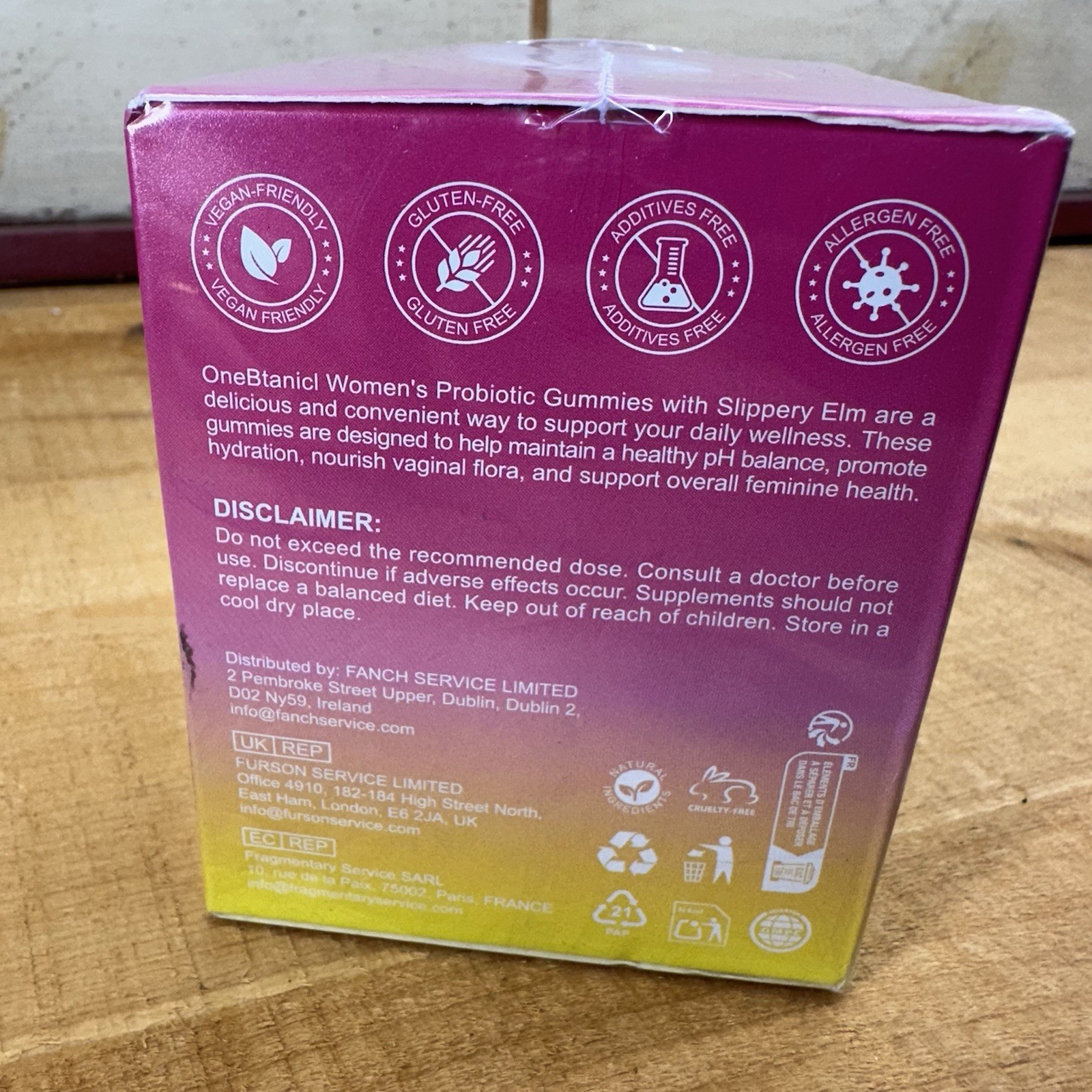 OneBtanicl Womens Feminine Probiotic Gummies Vaginal pH Balance 60 EXP 12/28