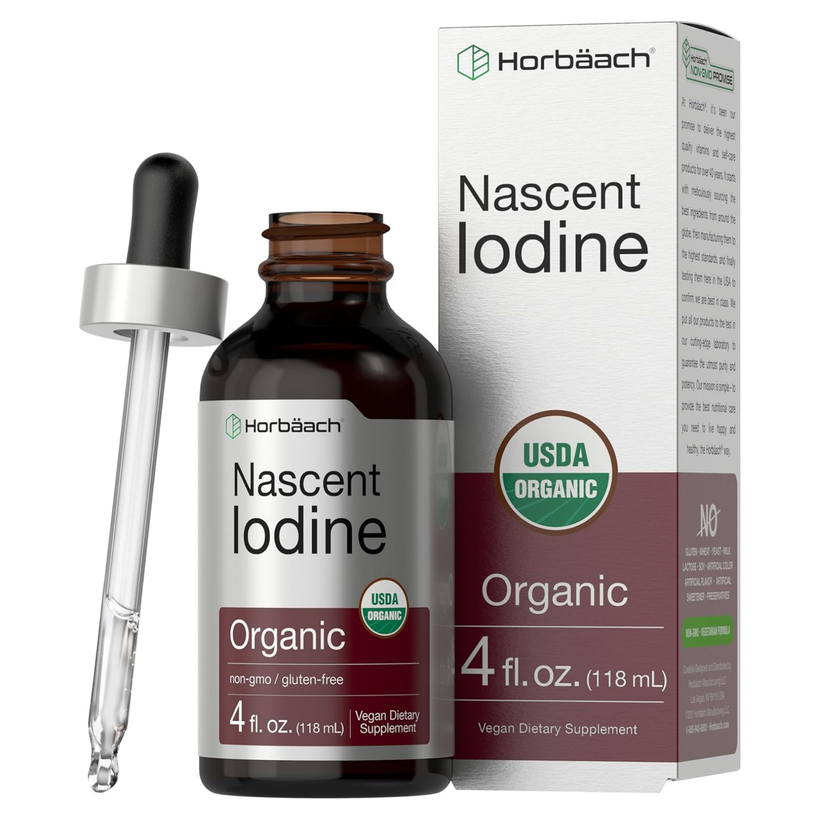 Nascent Iodine 325mcg 4oz Organic Liquid Supplement Non-GMO Gluten Free USA NEW!