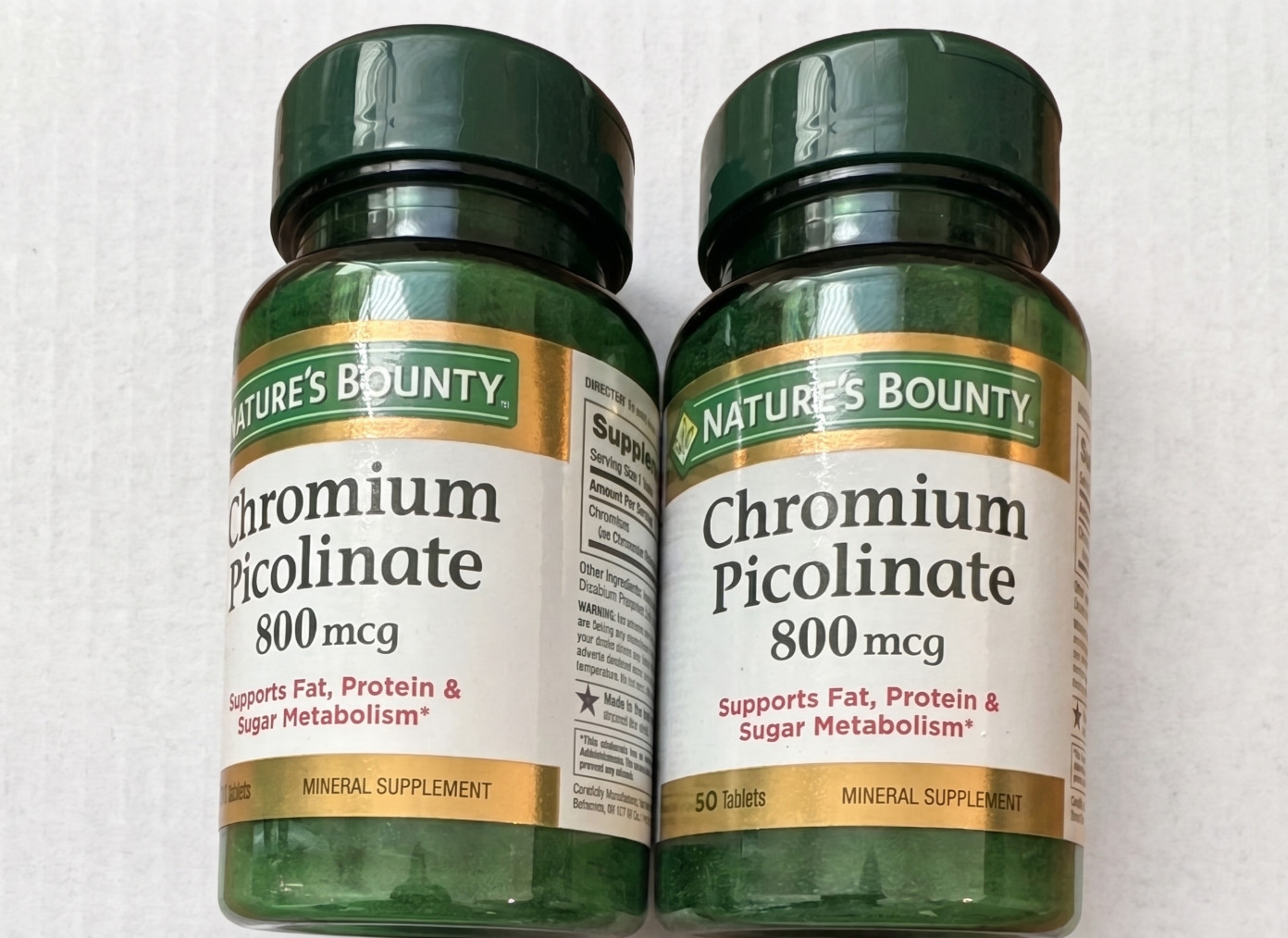 [2 PACK] Nature’s Bounty Chromium Picolinate 800 mcg – 100 Tablets *EXP 02/2028*