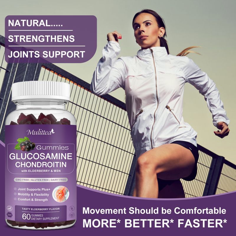 2 Pack 1500mg Glucosamine Chondroitin Gummies MSM Triple Strength Joint Support