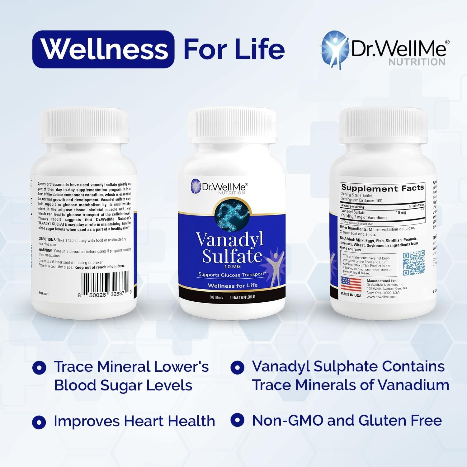 Vanadyl Sulfate 10mg Supplement 100 Tablets 3-Pack Blood Sugar Level Support Aid