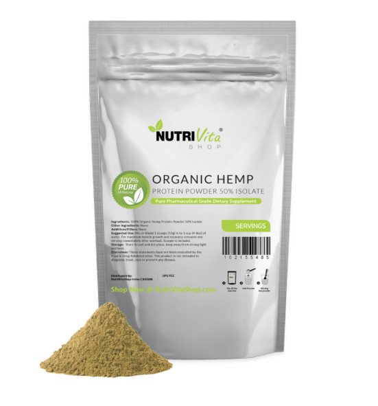 2X 2lb (4lb) 100% Pure Organic Hemp Protein Powder 50% Isolate nonGMO High Fiber