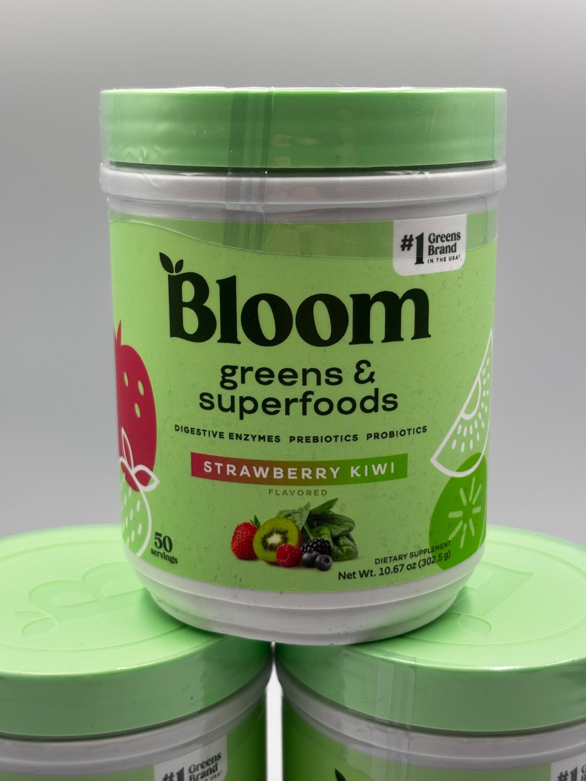Bloom Greens & Superfoods Powder, STRAWBERRY KIWI, 50 Servings, Mix w/Beverage