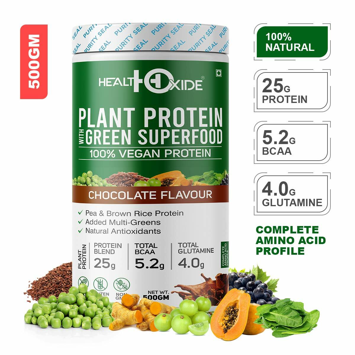 HealthOxide 25g Vegan Plant Protein + Superfood 500gm