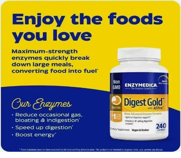 Enzymedica Digest Digestive Gold Support Supplement – 240 Capsules Free Shipping