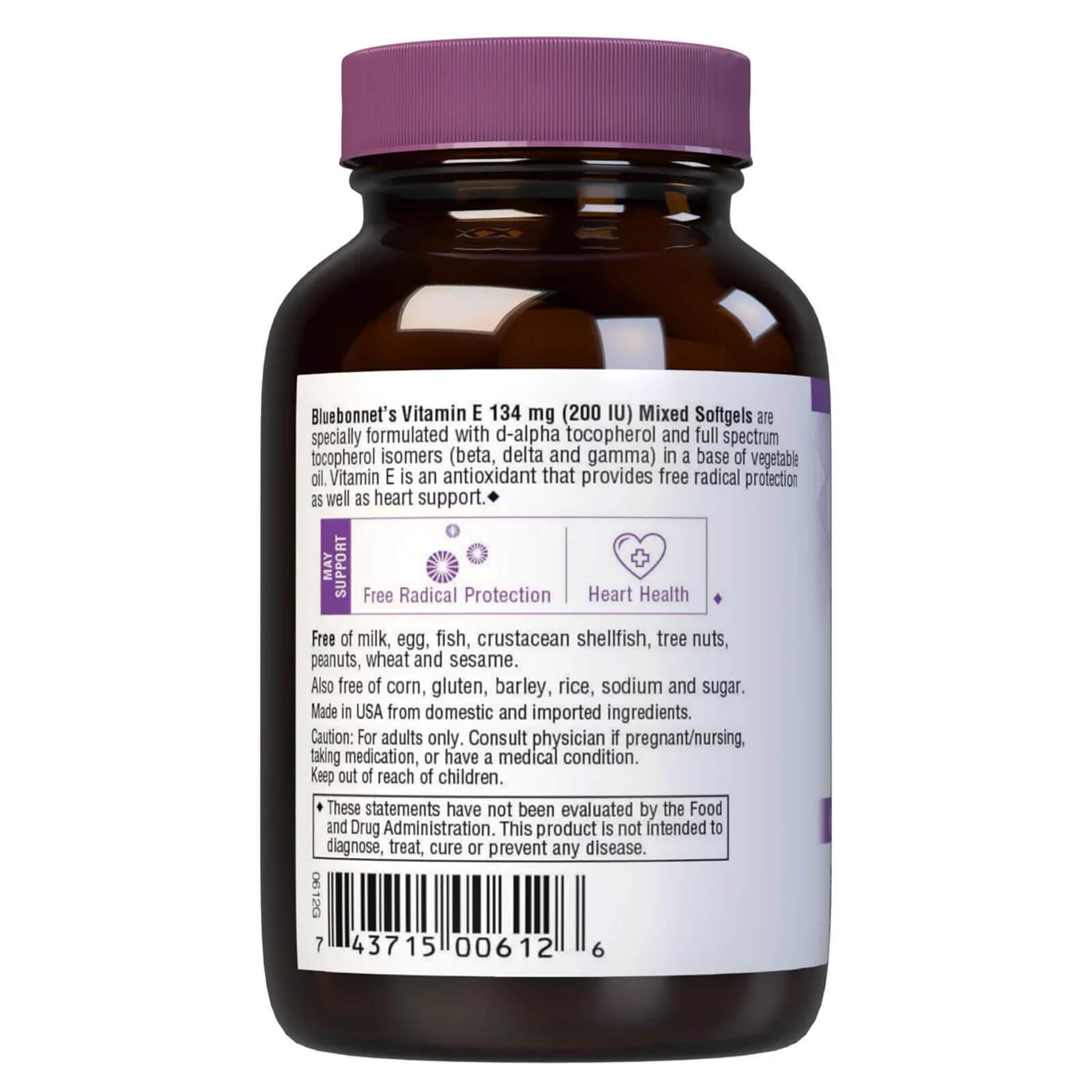 Bluebonnet Vitamin E 134 Mg (200 Iu) Mixed 100 Softgels, Heart Health