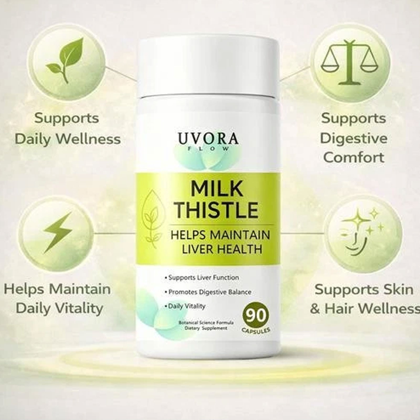 Uvora Milk Thistle Detox, Premium Herbal Supplement includes Milk Thistle Extrac