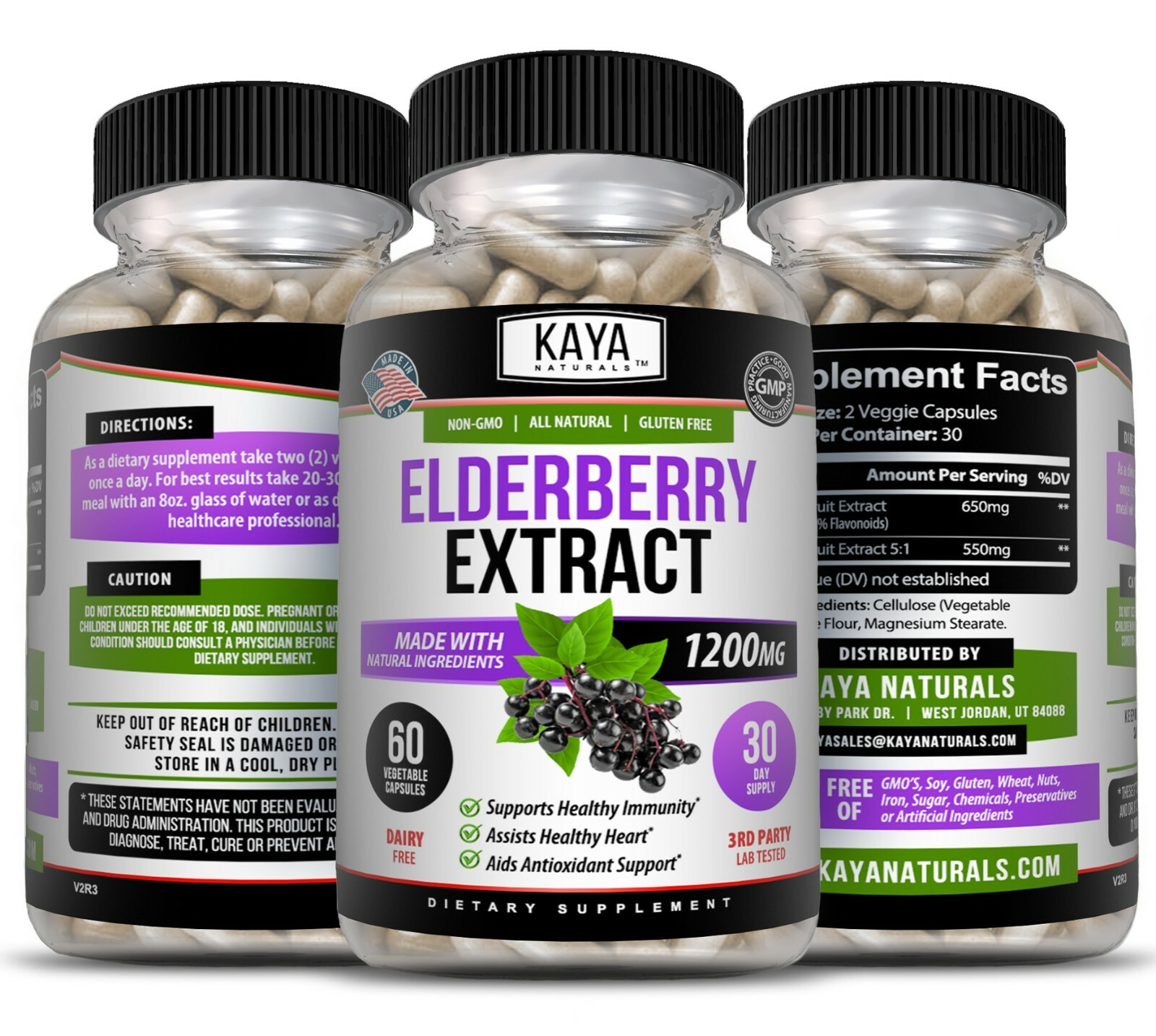 3X 60 count Immune Support, Elderberry capsule, Daily Immune and Antioxidants