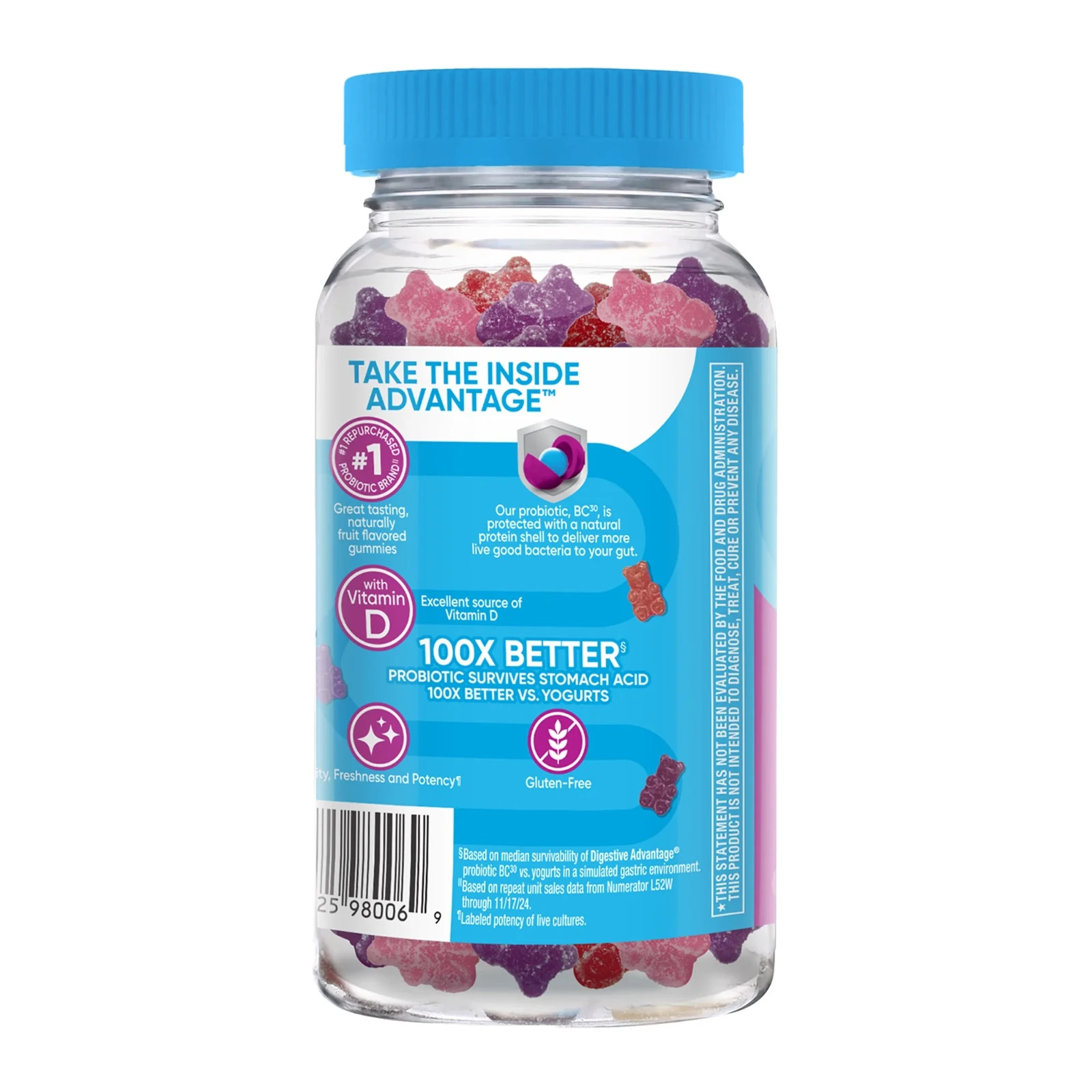 Pack of 2 Digestive Advantage Daily Probiotics 3 in 1 90 Gummies Exp 9/2026