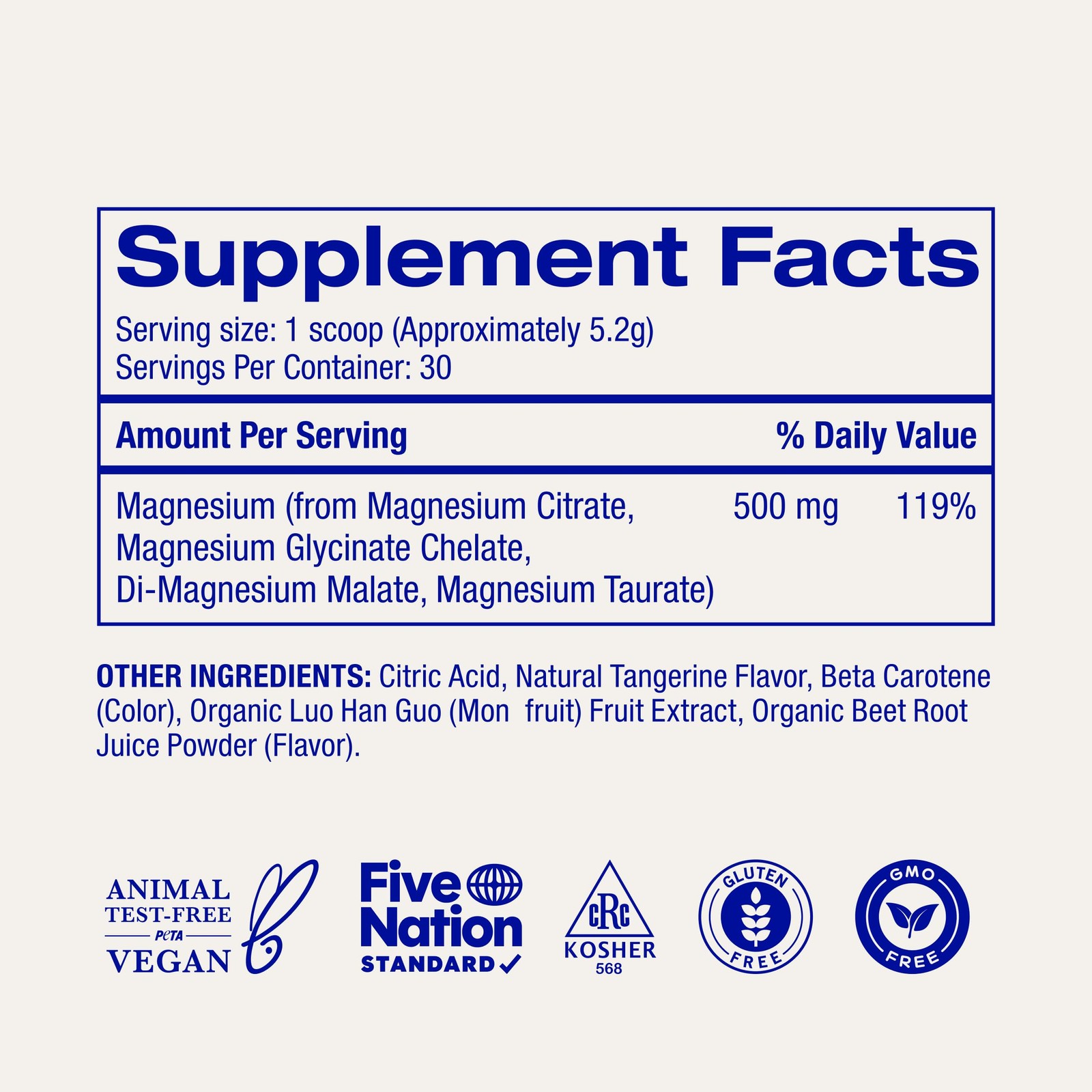 Ora Organic Magnesium Complex Powder Supplement 4in1 Magnesium Glycinate, Ta…