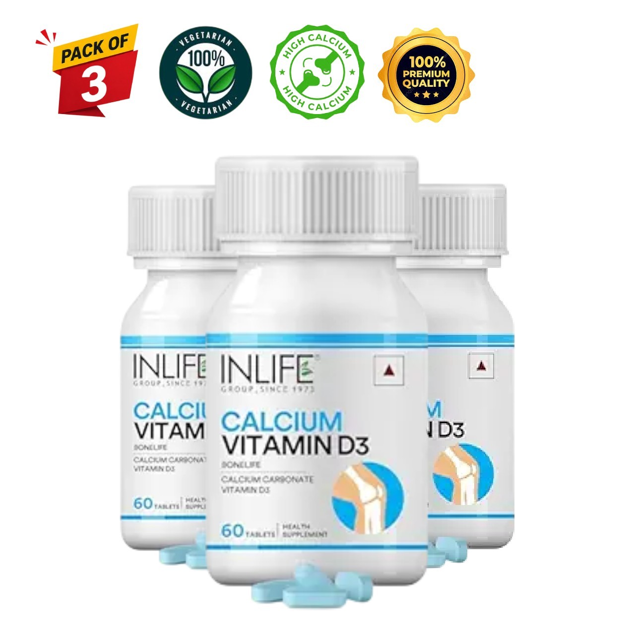 IN.LIFE Calcium D3 60 Tabs Pack of 3 Bone Health