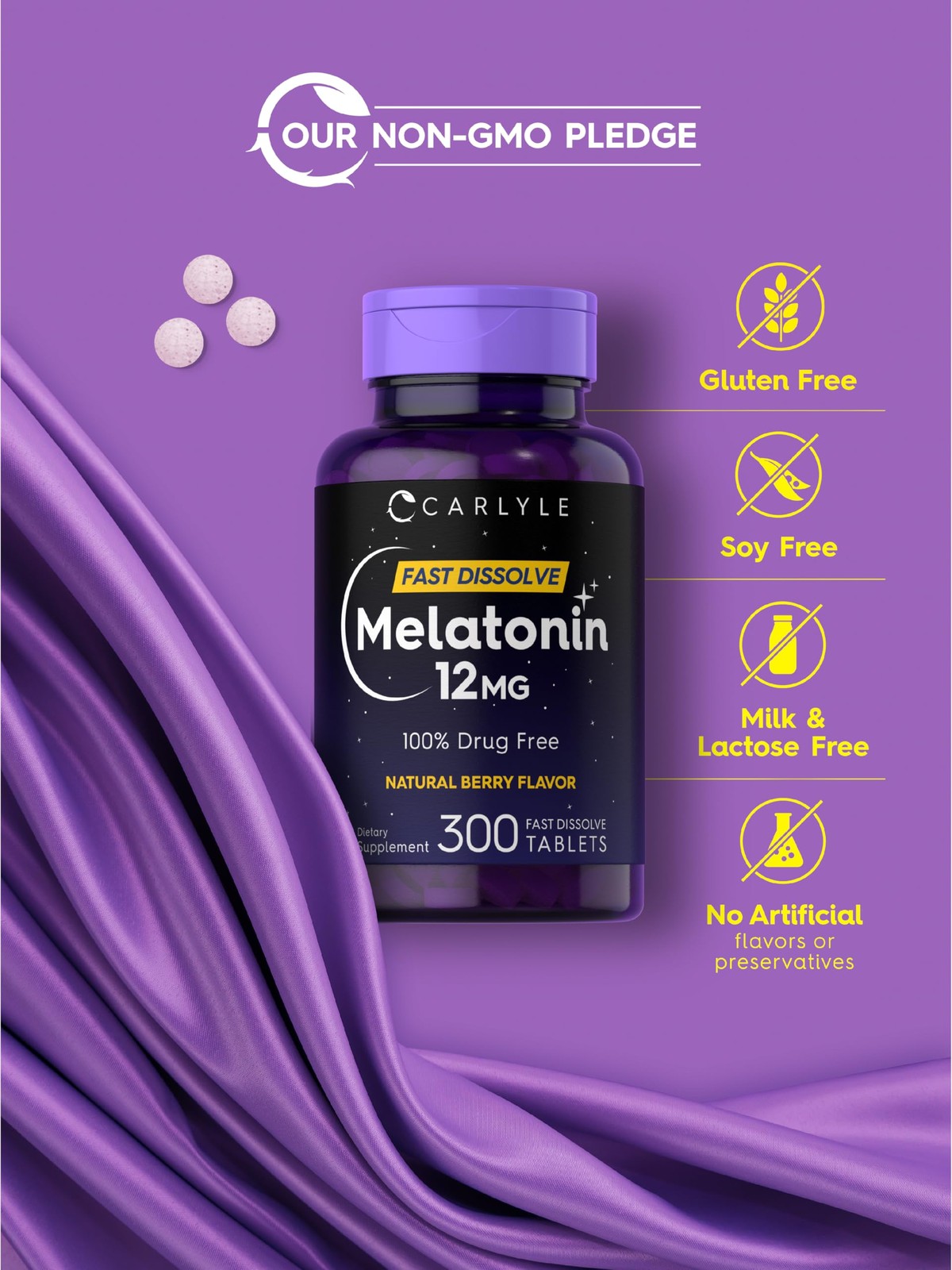 Carlyle Melatonin 12 mg Fast Dissolve 300 Tablets | 300 Count (Pack of 1)