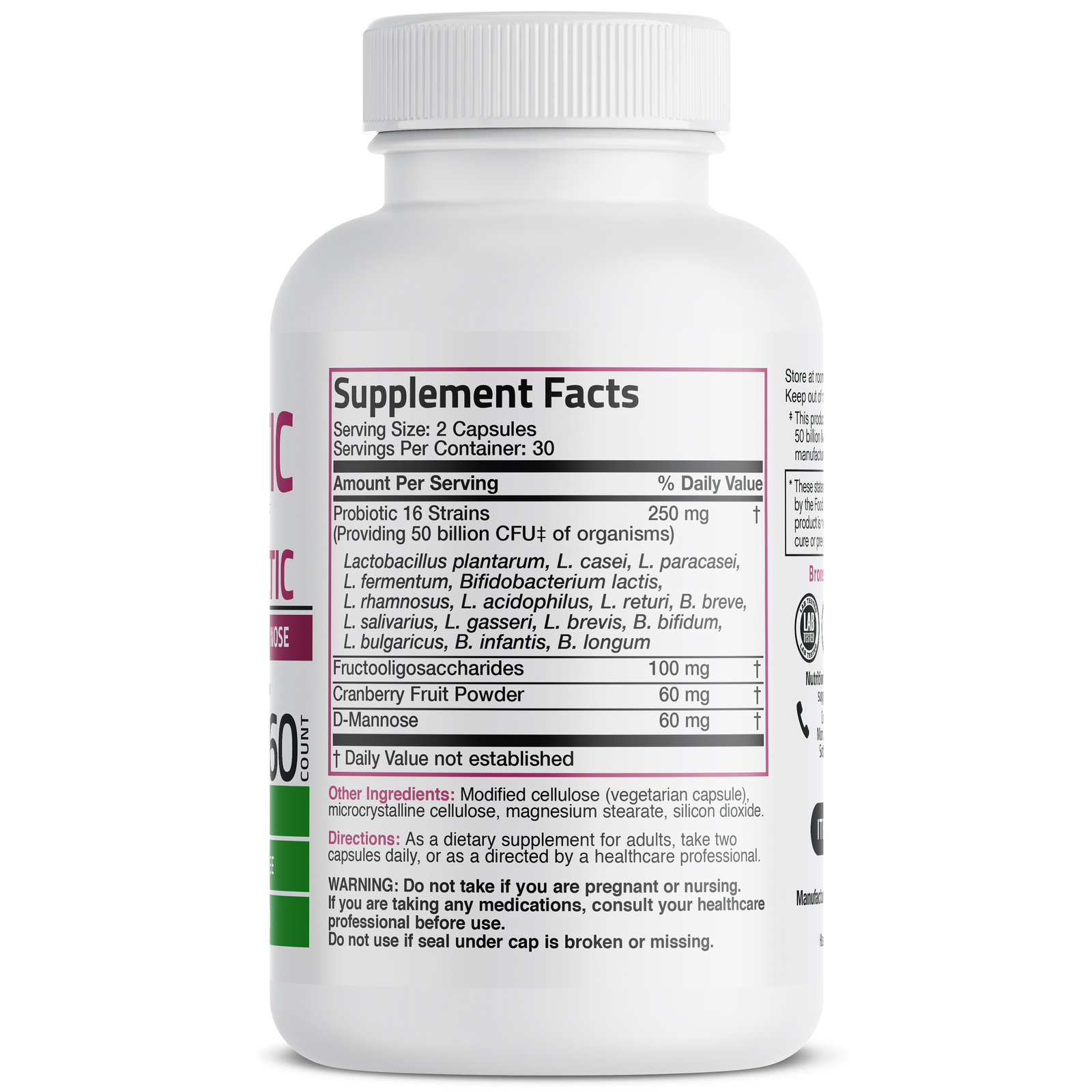 Women’s Probiotic 50 Billion CFU Plus Prebiotic Digestive 60 Vegetarian Capsules