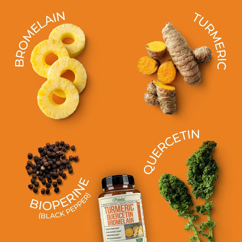 Turmeric Quercetin Bromelain Capsules – Joint Support Supplements – Antioxidants
