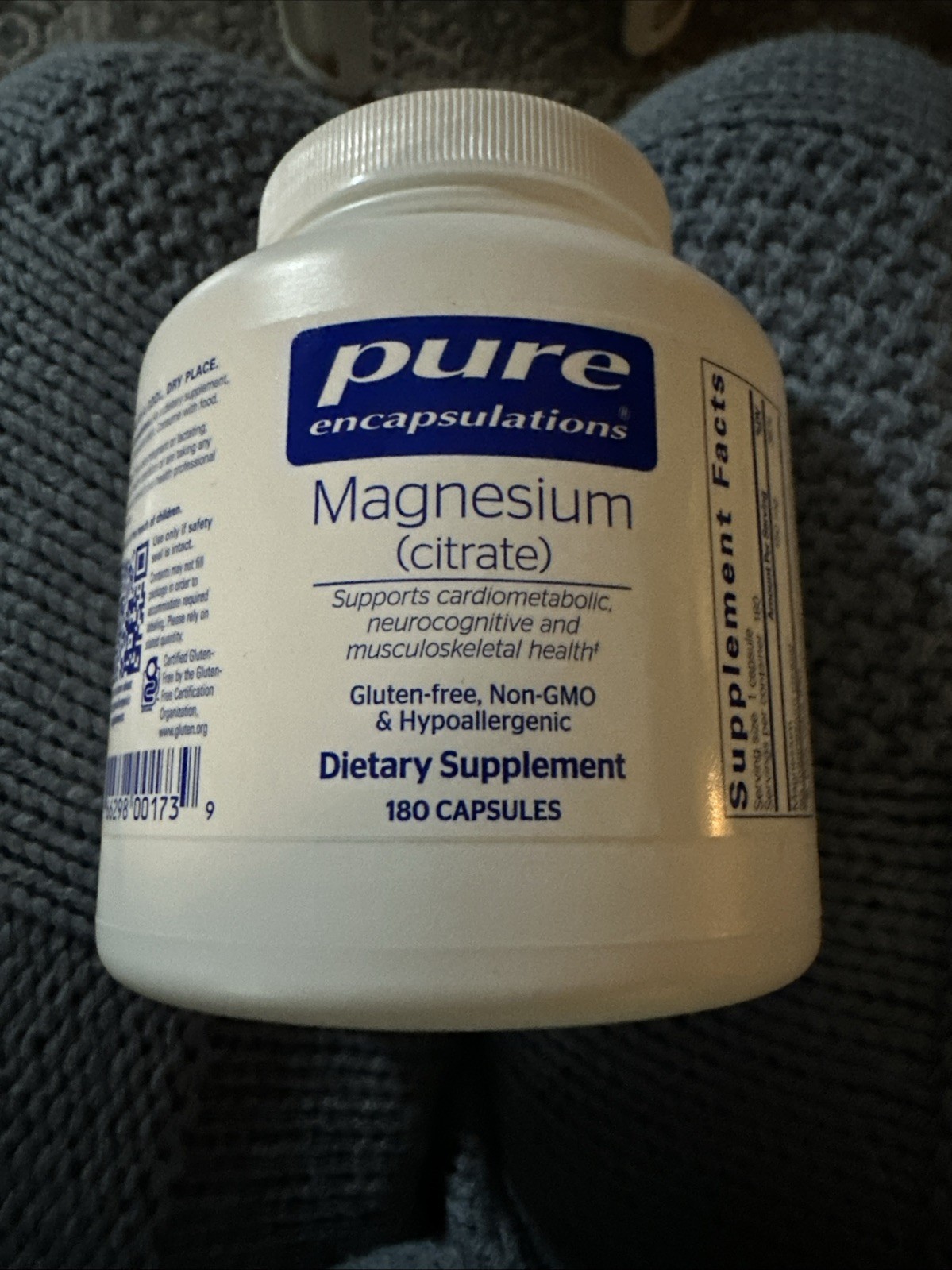 PURE Encapsulations Magnesium Citrate Hypoallergenic Supplement – 180 Piece
