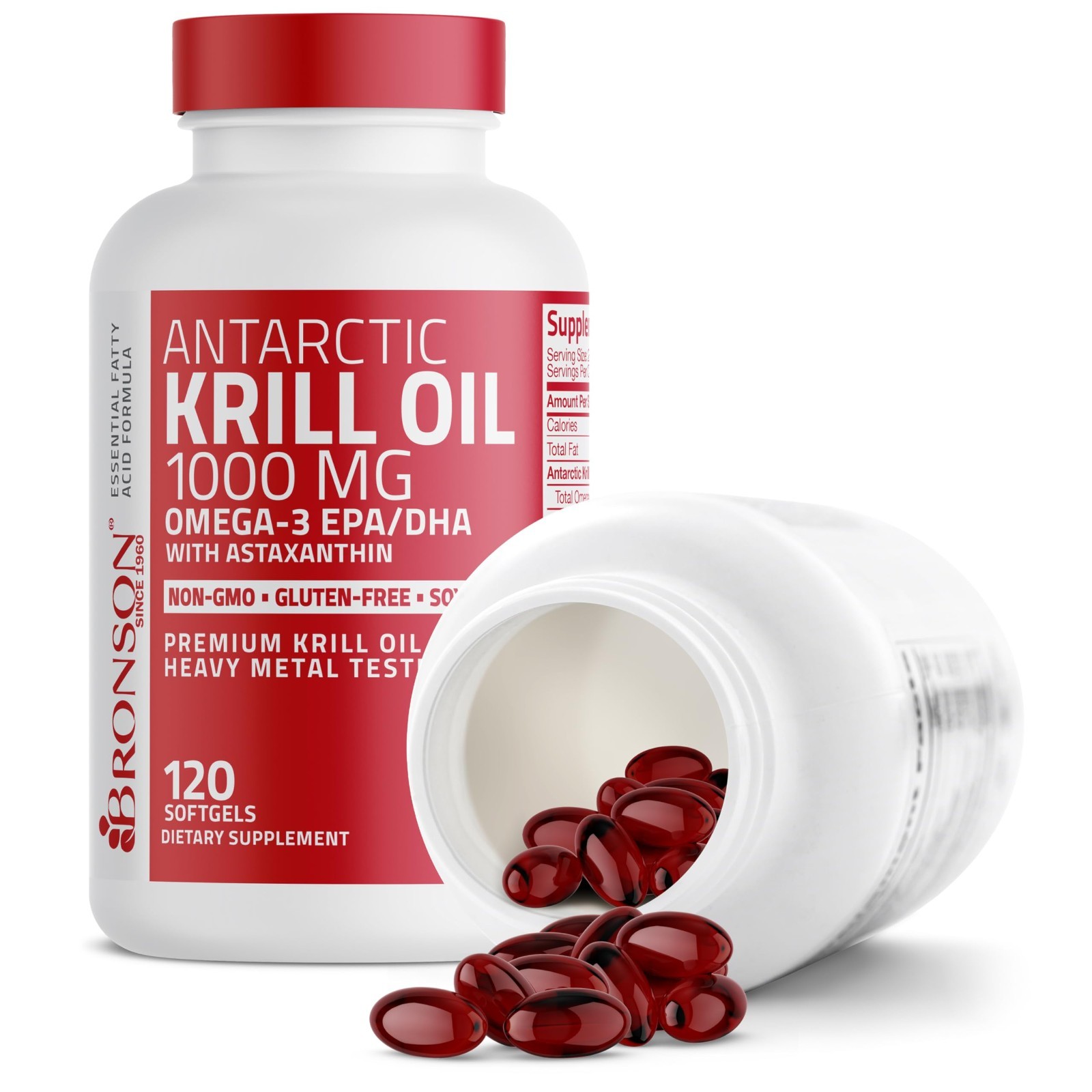 Antarctic Krill Oil 1000mg – Omega-3 EPA DHA, Heavy Metal Tested, 120 Softgels