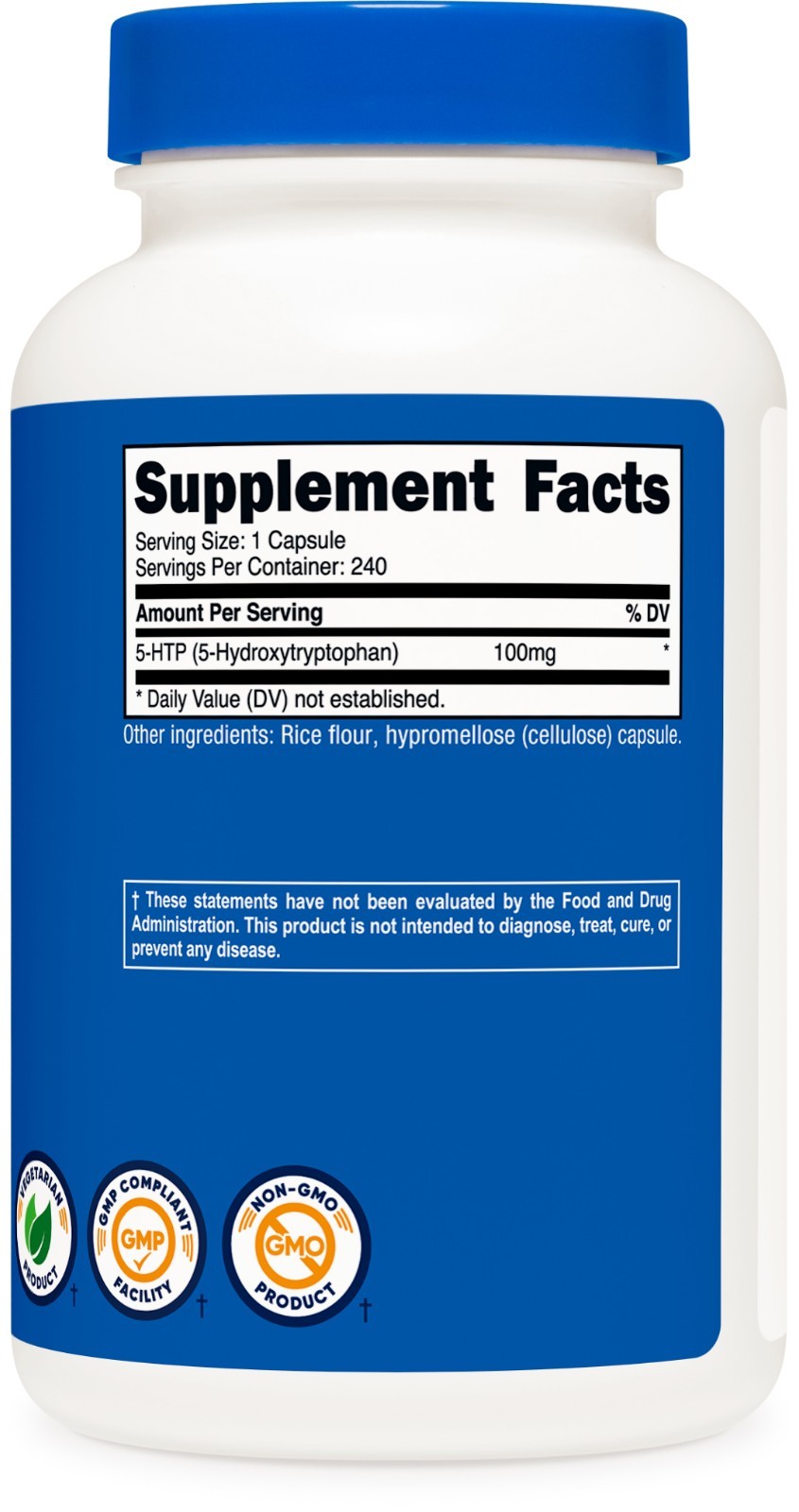 Nutricost 5-HTP 100mg, 240 Capsules (5-Hydroxytryptophan) – Gluten Free, Non-GMO