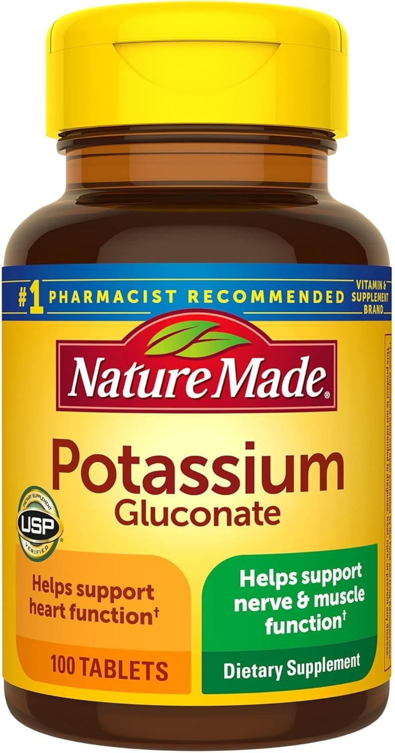 Nature Made Potassium Gluconate 550mg, 100 100 Count (Pack of 1), No Color