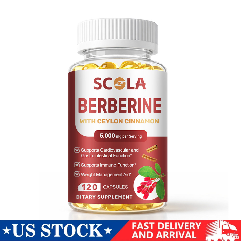 Berberine HCL 5000mg + Ceylon Cinnamon 1000mg High Potency Blood Sugar Support