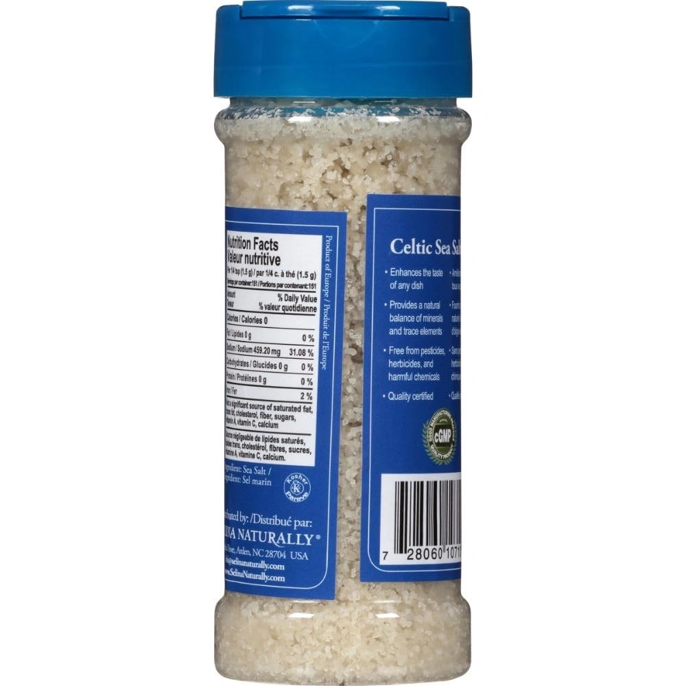 Light Grey Celtic Sea Salt Shaker – Easy to Use, Large 8 Ounce (Pack of 1)