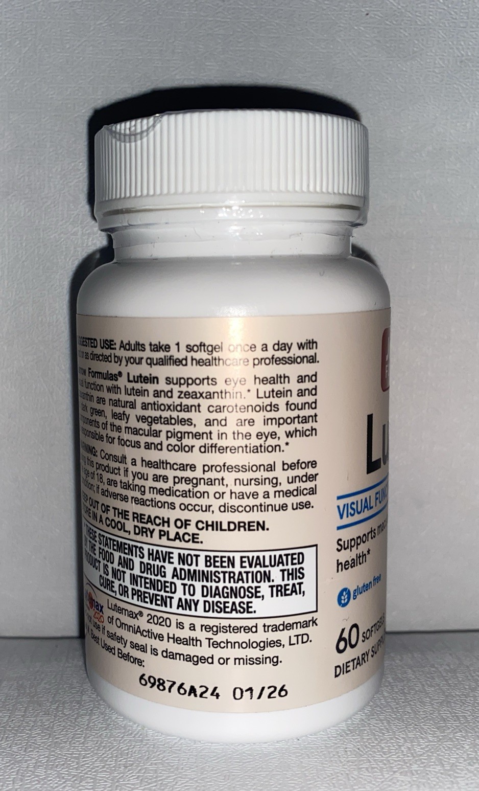 Lutein, 20 mg, 60 Softgels/ Exp 01/2026