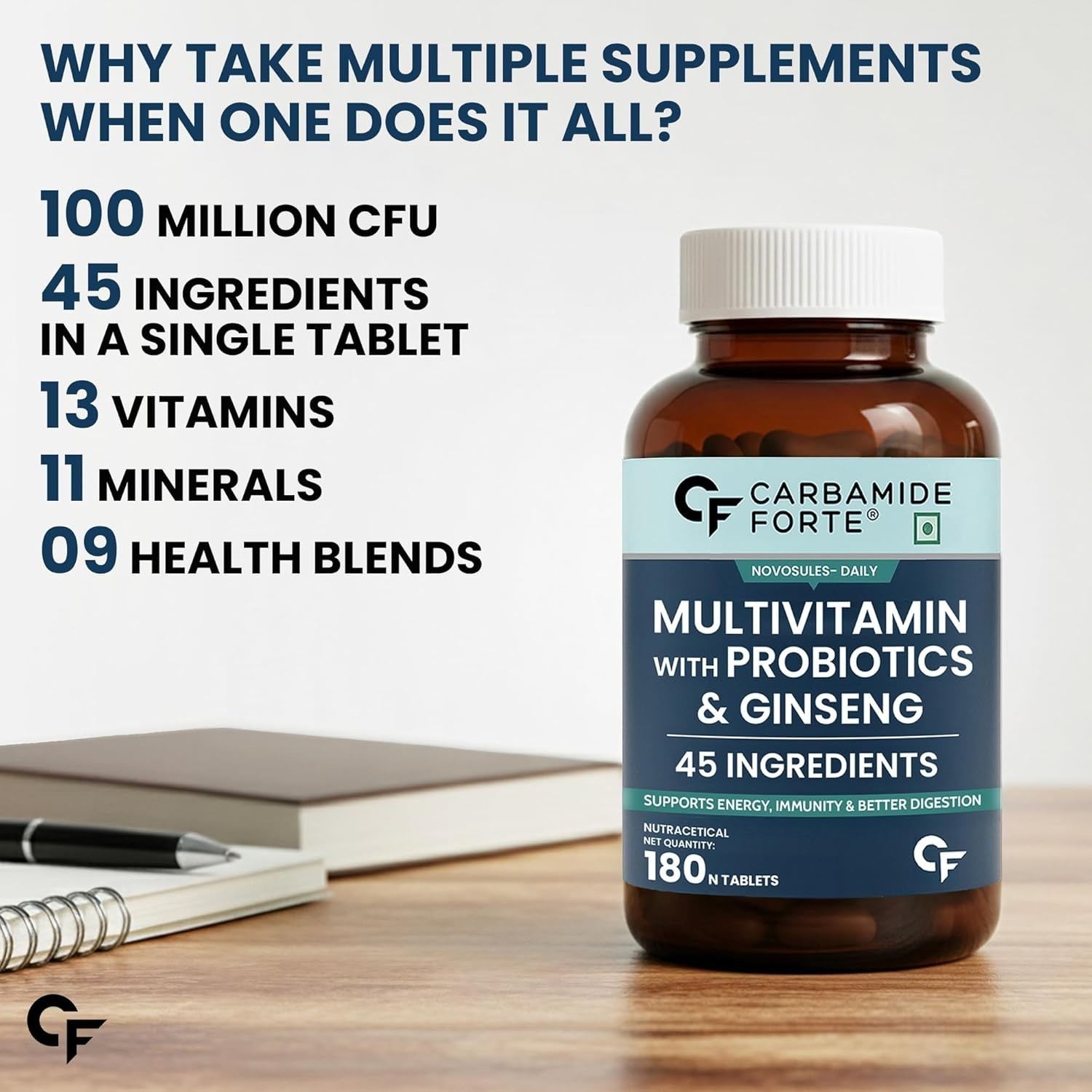 Carbamide Forte Multivitamin for Men Gym 180 Tablets Energy Immunity Support