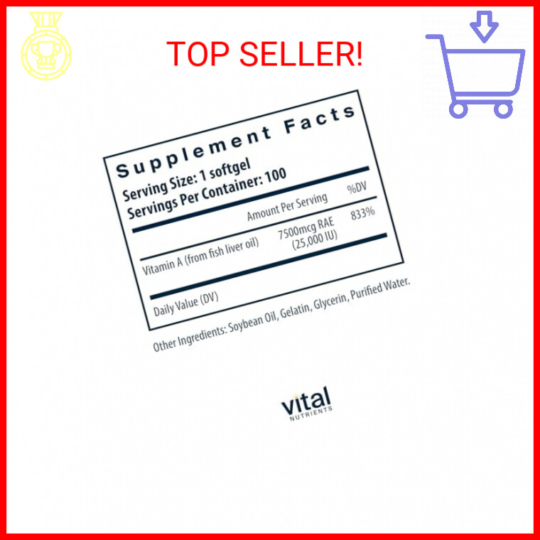 Vital Nutrients Vitamin A 7500mcg RAE | Vitamin A Supplement for Immune Function