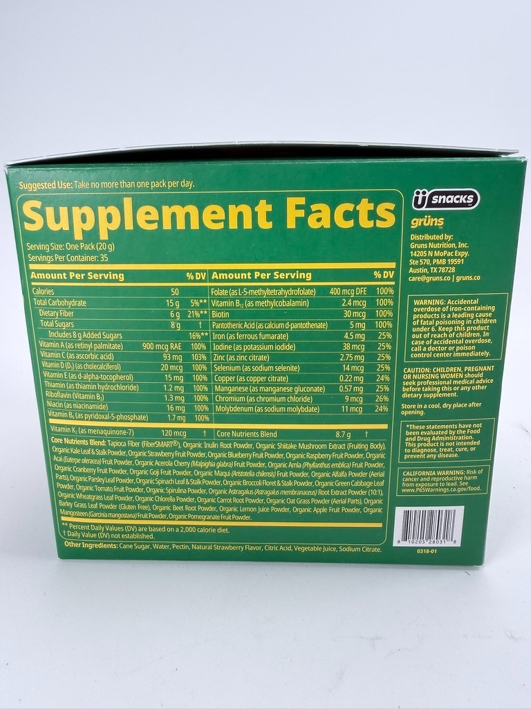 Gruns Superfoods Greens Gummies 35 Daily Packs Best By 05/2027+